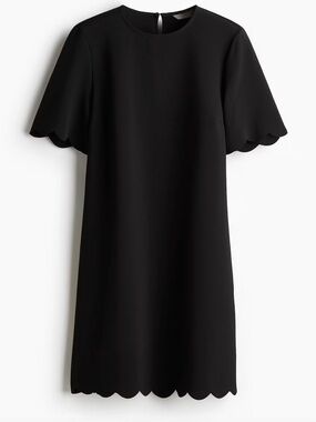 H&M Black Scalloped Shift Dress